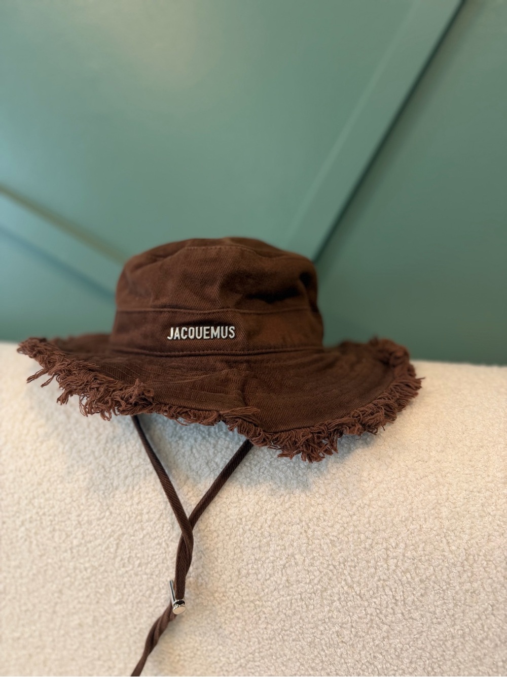 Jacquemus Chocolate Brown Frayed Brim Bucket Hat